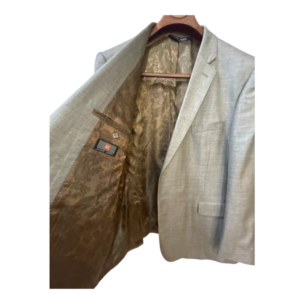 Luciano Carreli Men's Blazer 46R Grey Silk & Wool Lanificio Delfino